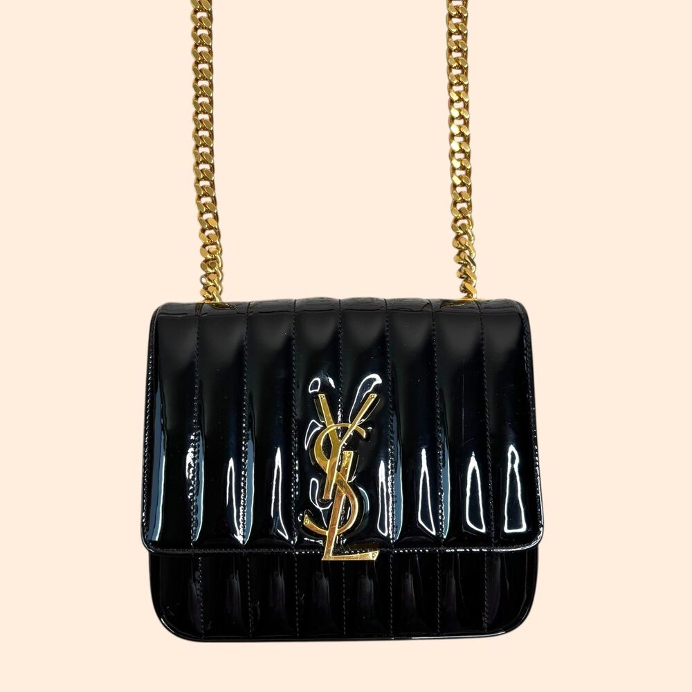 YSL Saint Laurent Vicky Quilted Patent Bag